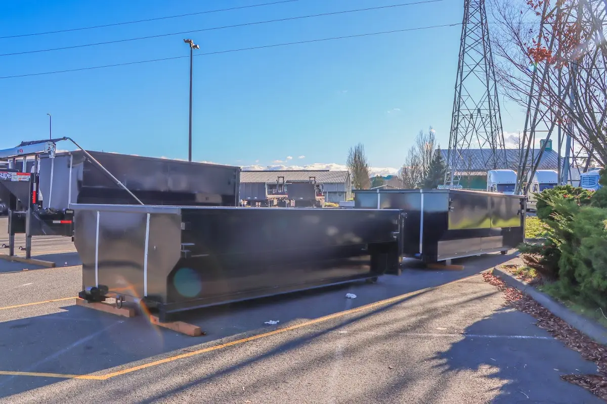 Roll-off dumpster ready for waste disposal at job site for Construction Dumpster Rental in Crozet
